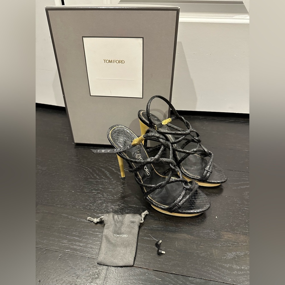 Tom Ford Snake Heels Sandals Pumps Shoe Open Toe Sexy Snakeskin